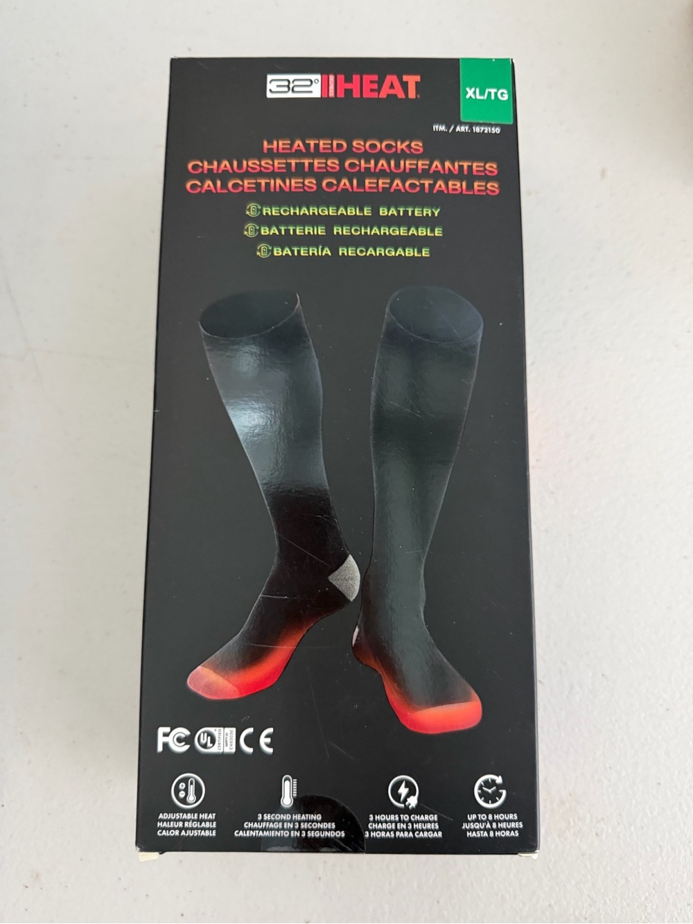 Heated Socks - Black with Red Accents (XL)